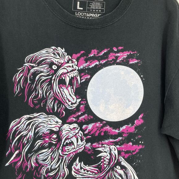 An American Werewolf in London Tshirt Size Large Black Moon 90s Y2k Spooky - Picture 16 of 16